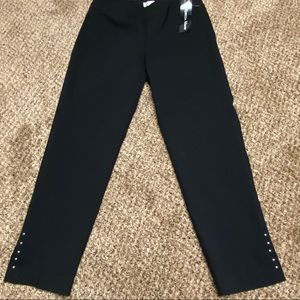 NWT Black Studded cropped slit side PULL ON PANTS Rebecca Malone size 8 …